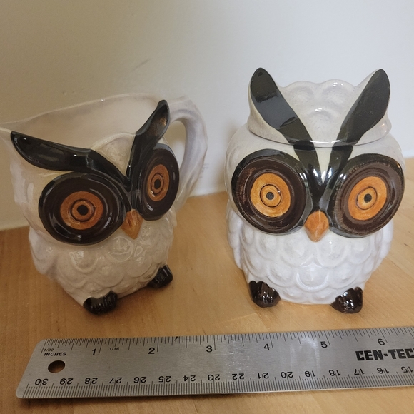Vintage Owl Ceramic Sugar and Creamer Set - Picture 5 of 9